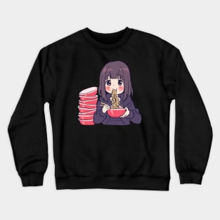 I draw cute anime girl eating ramen / Menhera Shoujo Kurumi-chan Crewneck Sweatshirt